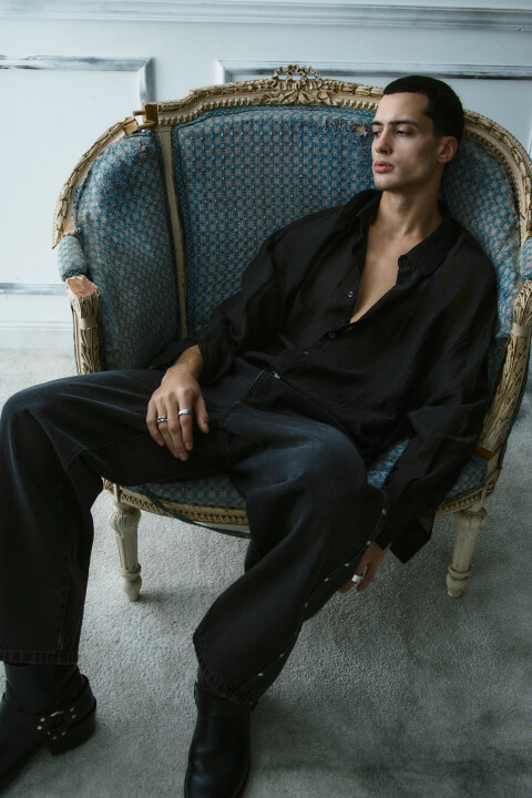 

Рубашка классическая из вискозы, Черный, Рубашка классическая из вискозы