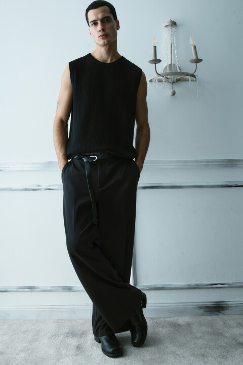 

Майка хлопковая в рубчик, Черный, Майка хлопковая в рубчик