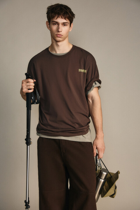 

Футболка вареная с принтом, Коричневый, Футболка вареная с принтом