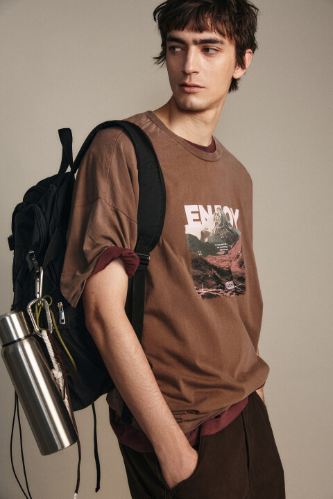 

Футболка хлопковая с вареным эффектом, Бежевый, Футболка хлопковая с вареным эффектом