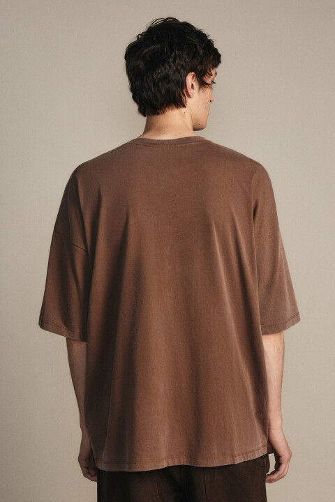 

Футболка хлопковая с вареным эффектом, Коричневый, Футболка хлопковая с вареным эффектом