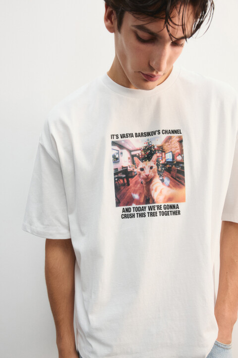 

Футболка с новогодним принтом, Белый, Футболка с новогодним принтом