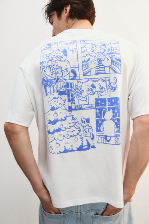 

Футболка с новогодним принтом, Белый, Футболка с новогодним принтом