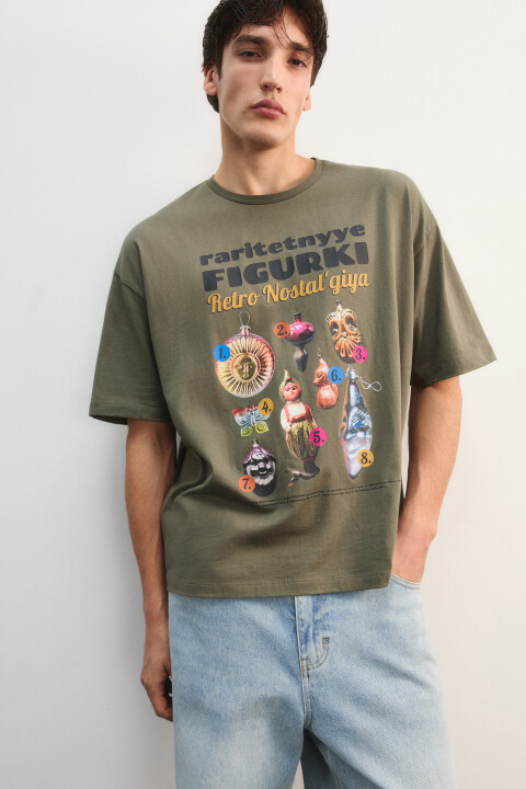 

Футболка с новогодним принтом, Зеленый, Футболка с новогодним принтом