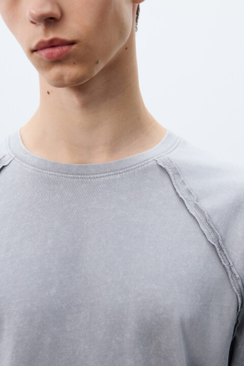 

Лонгслив вареный с открытыми срезами, Серый, Лонгслив вареный с открытыми срезами