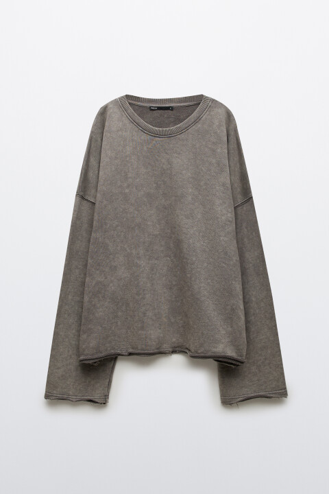 

Свитшот из футера с вареным эффектом, Серый, Свитшот из футера с вареным эффектом