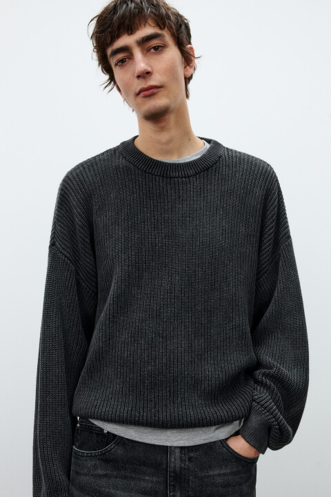 

Джемпер вязаный с вареным эффектом, Черный, Джемпер вязаный с вареным эффектом