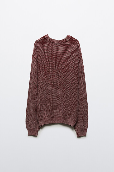 

Джемпер вязаный с вареным эффектом, Бордовый, Джемпер вязаный с вареным эффектом