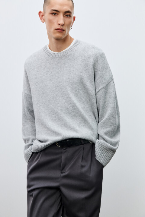 

Джемпер вязаный базовый, Серый, Джемпер вязаный базовый