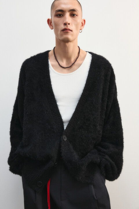 

Кардиган на пуговицах с V-вырезом, Черный, Кардиган на пуговицах с V-вырезом