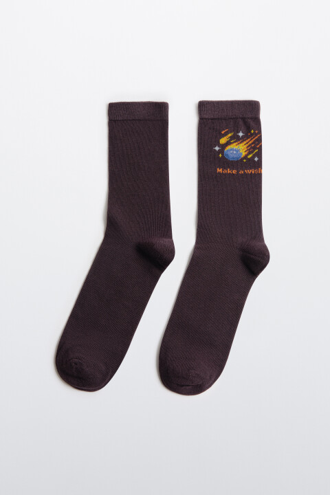 

Носки высокие с принтом, Коричневый, Носки высокие с принтом