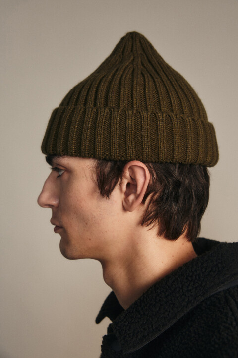 

Шапка-бини вязаная в рубчик, Зеленый, Шапка-бини вязаная в рубчик