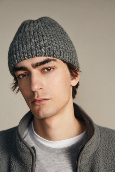 

Шапка-бини шерстяная с утеплением, Серый, Шапка-бини шерстяная с утеплением