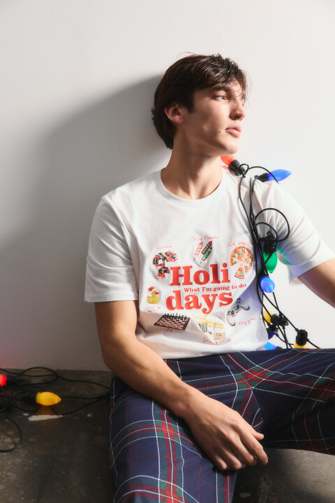 

Футболка пижамная с новогодним принтом, Мультиколор, Футболка пижамная с новогодним принтом