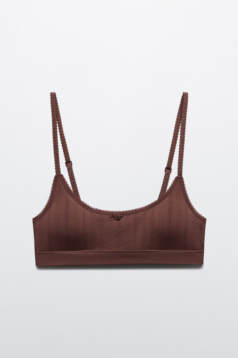 

Бюстгальтер-топ бесшовный ажурный, Коричневый, Бюстгальтер-топ бесшовный ажурный