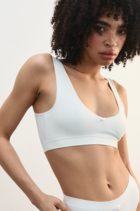 

Бюстгальтер-топ бесшовный ажурный, Белый, Бюстгальтер-топ бесшовный ажурный