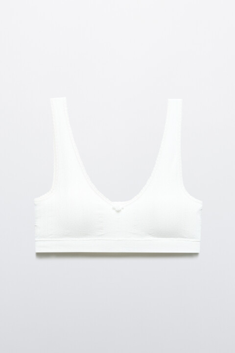 

Бюстгальтер-топ бесшовный ажурный, Белый, Бюстгальтер-топ бесшовный ажурный