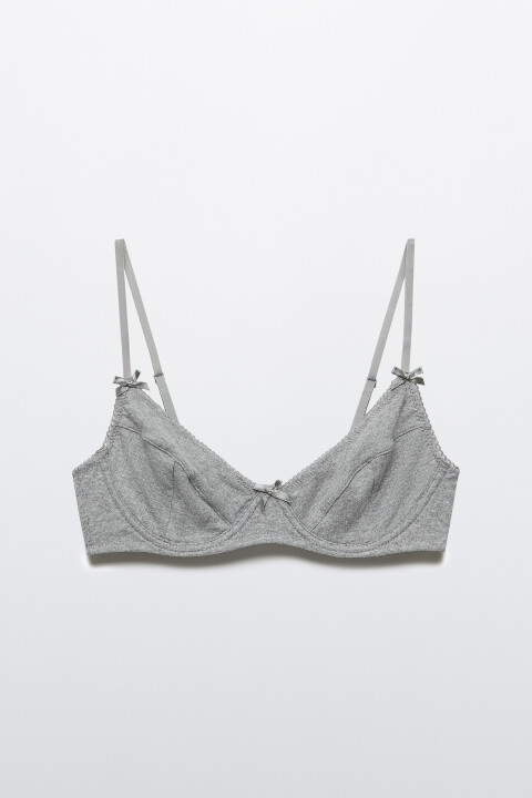 

Бюстгальтер-бра хлопковый с бантиками, Серый, Бюстгальтер-бра хлопковый с бантиками