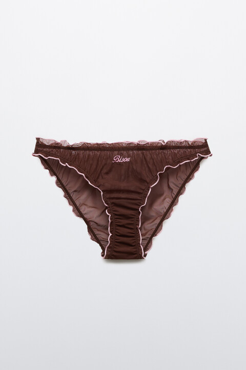 

Трусы-слипы из сетки с оборками, Красный, Трусы-слипы из сетки с оборками