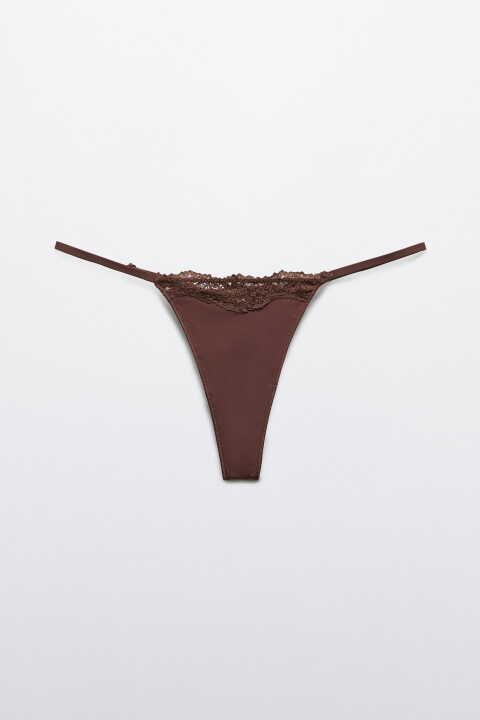 

Трусы-стринги с кружевом, Коричневый, Трусы-стринги с кружевом
