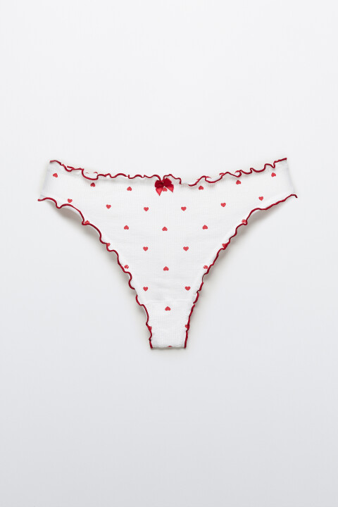 

Трусы-танга в рубчик с оборками, Белый, Трусы-танга в рубчик с оборками