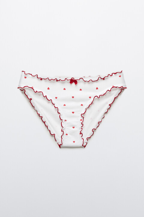 

Трусы-слипы в рубчик с оборками, Белый, Трусы-слипы в рубчик с оборками