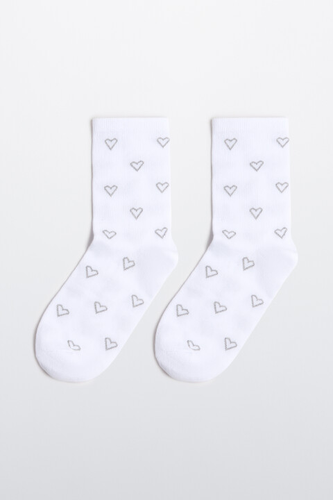 

Носки высокие с сердечками, Белый, Носки высокие с сердечками