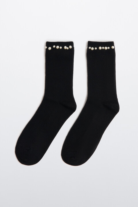 

Носки теплые с жемчужным бисером, Черный, Носки теплые с жемчужным бисером