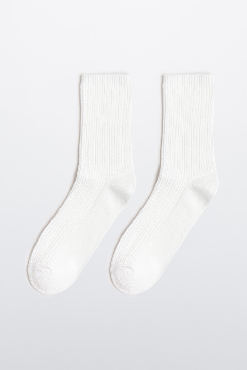 

Носки высокие в рубчик, Ванильный, Носки высокие в рубчик