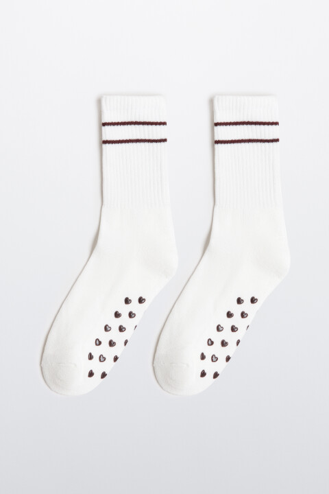 

Носки высокие с полосками, Ванильный, Носки высокие с полосками