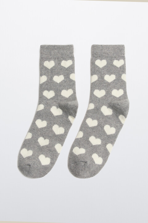 

Носки теплые с сердечками, Серый, Носки теплые с сердечками