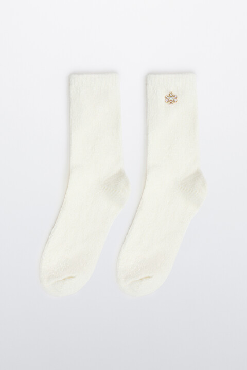

Носки махровые с брошью, Ванильный, Носки махровые с брошью