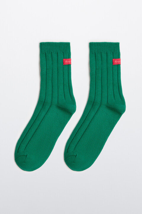 

Носки высокие с новогодним патчем, Красный, Носки высокие с новогодним патчем