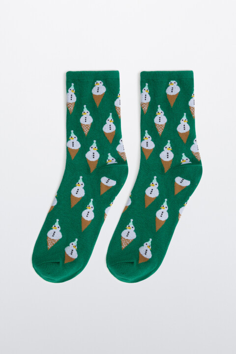 

Носки высокие с новогодней вышивкой, Красный, Носки высокие с новогодней вышивкой