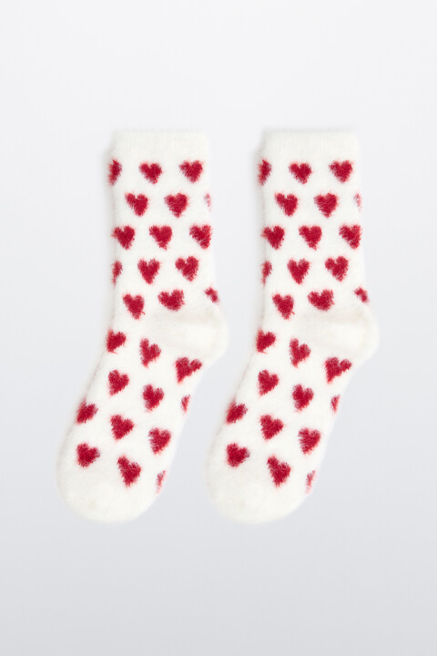 

Носки махровые с сердечками, Красный, Носки махровые с сердечками