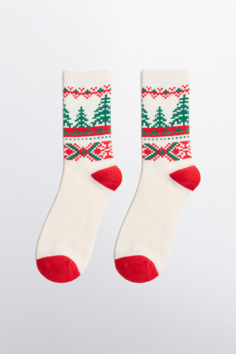 

Носки вязаные с новогодним принтом, Красный, Носки вязаные с новогодним принтом