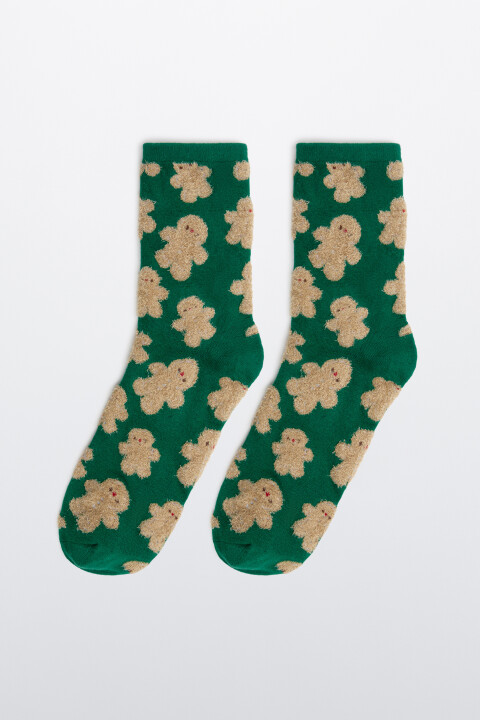 

Носки с новогодним принтом, Ванильный, Носки с новогодним принтом