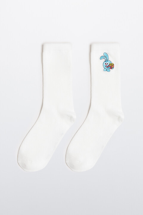 

Носки высокие с вышивкой, Голубой, Носки высокие с вышивкой