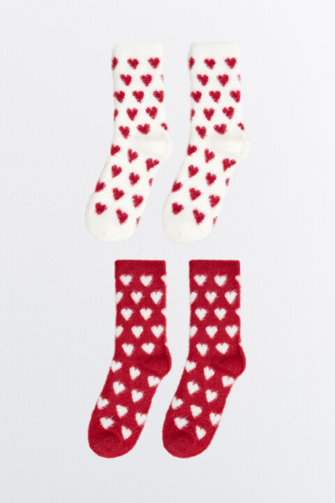 

Набор носков махровых с сердечками (2 пары), Красный, Набор носков махровых с сердечками (2 пары)