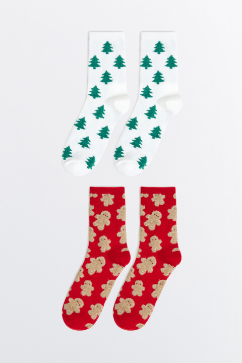 

Набор носков с новогодней вышивкой (2 пары), Красный, Набор носков с новогодней вышивкой (2 пары)