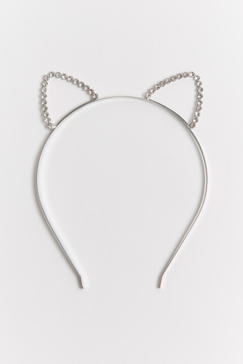 

Ободок с ушками и стразами, Серый, Ободок с ушками и стразами