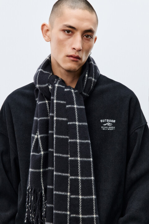 

Шарф тонкий в клетку, Черный, Шарф тонкий в клетку