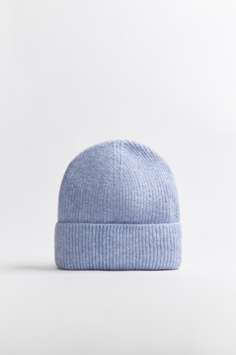 

Шапка-бини вязаная в рубчик, Голубой, Шапка-бини вязаная в рубчик