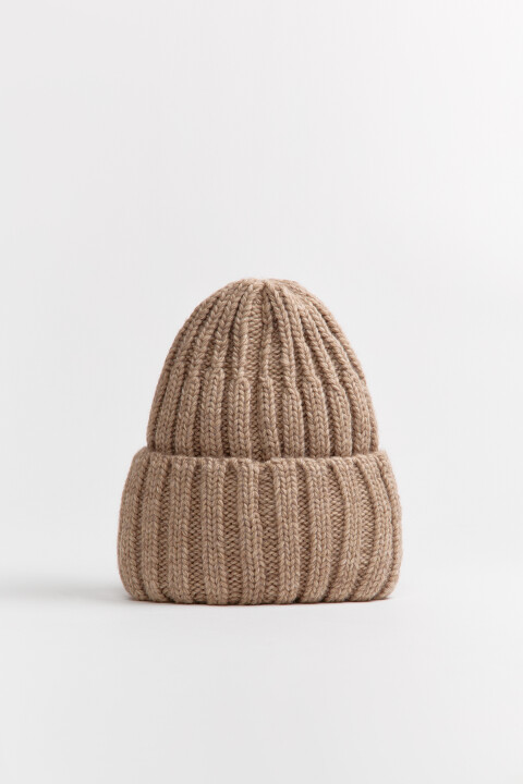 

Шапка-бини вязаная утепленная, Бежевый, Шапка-бини вязаная утепленная