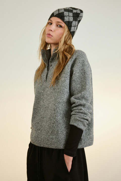 

Шапка с принтом аргайл, Серый, Шапка с принтом аргайл