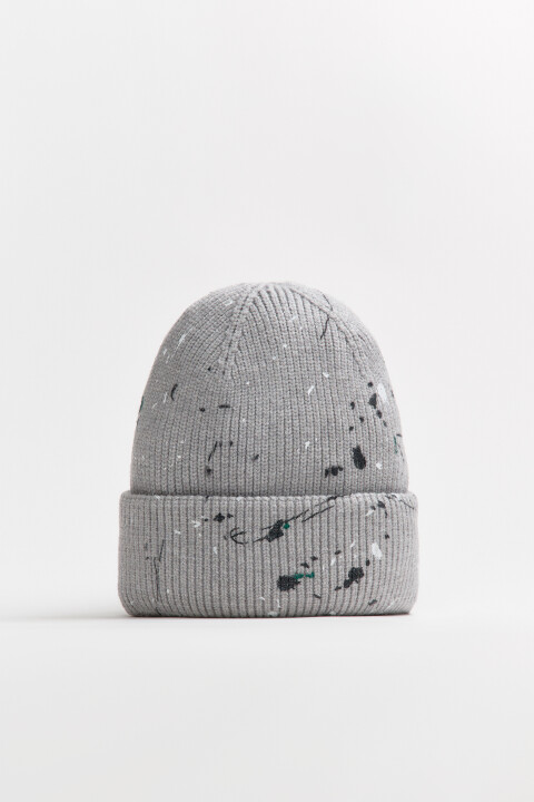 

Шапка-бини с пятнами краски, Серый, Шапка-бини с пятнами краски