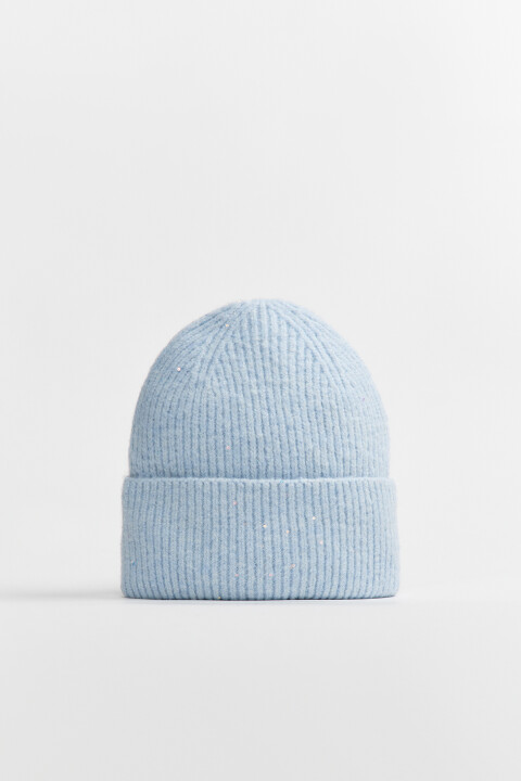 

Шапка-бини трикотажная с пайетками, Голубой, Шапка-бини трикотажная с пайетками