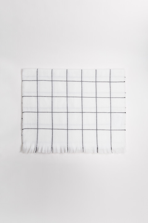 

Шарф в клетку с бахромой, Белый, Шарф в клетку с бахромой