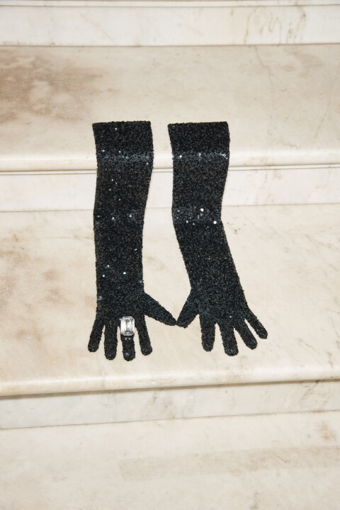 

Перчатки длинные вечерние с пайетками, Черный, Перчатки длинные вечерние с пайетками