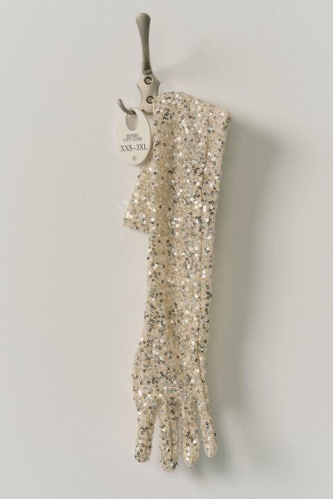 

Перчатки длинные вечерние с пайетками, Желтый, Перчатки длинные вечерние с пайетками